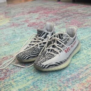 Yeezy Zebra Sneakers - Black, White, Red